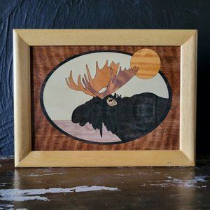 The Moose Head Marqart Wood Box 8x6 Signed and Lined in Black Velvet